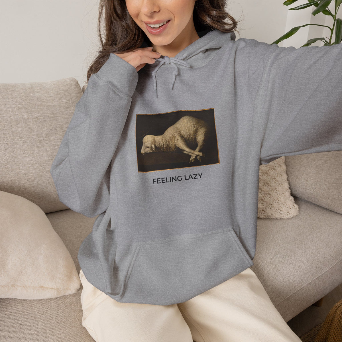 Feeling Lazy Medium-Heavy Hoodie - Gray