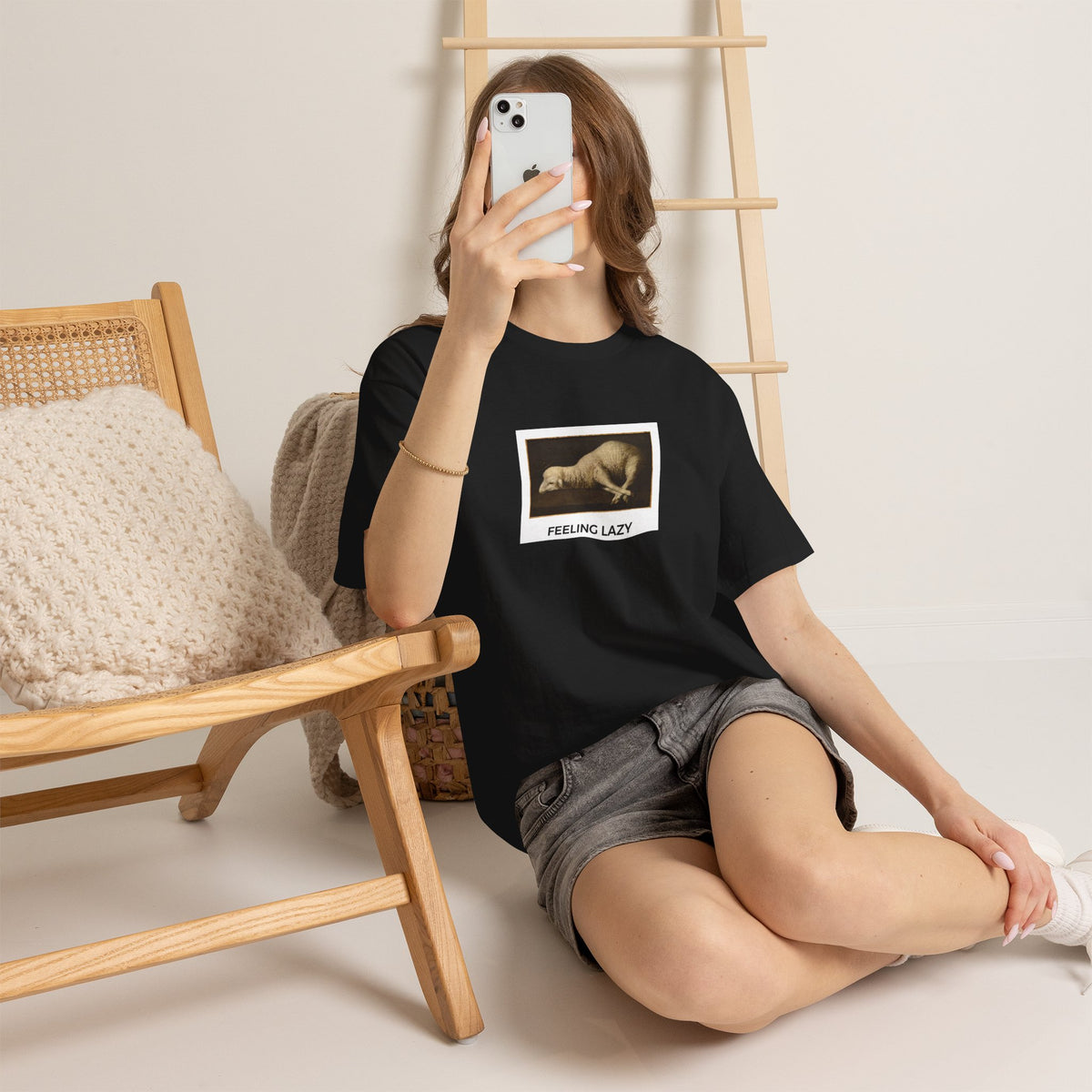Feeling Lazy Heavy Cotton Tee - Black