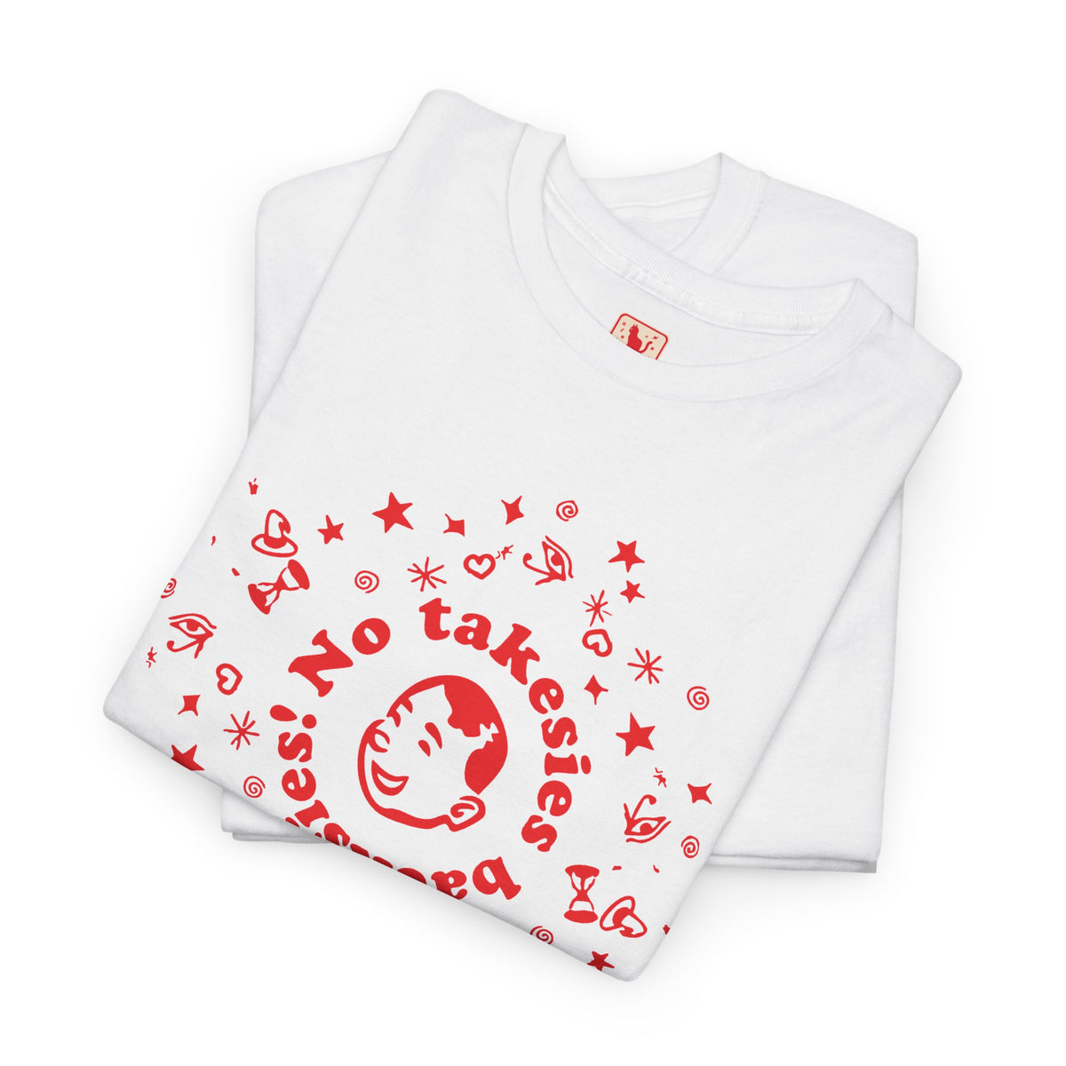No takebacks! Retro Smile Tee — Cute Red Graphic T-Shirt