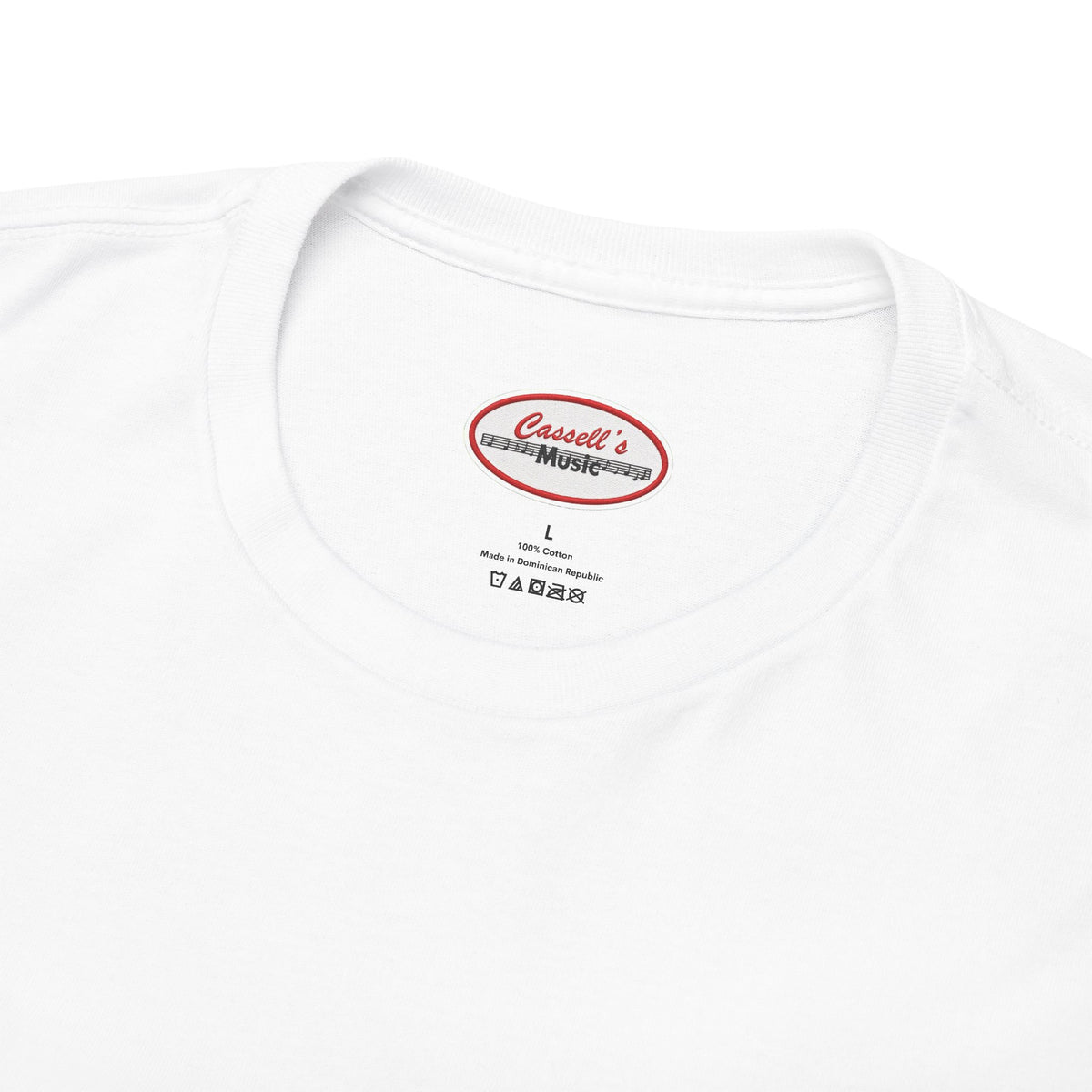 Retro Oval Logo Tee — Small Chest Graphic White T-Shirt