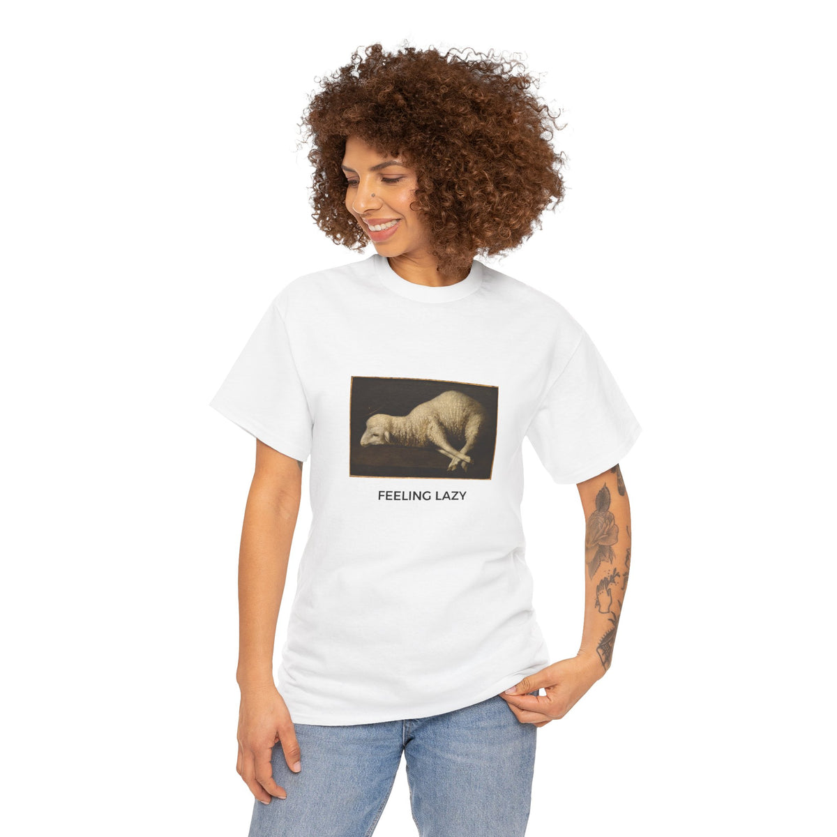 Feeling Lazy Heavy Cotton Tee - White