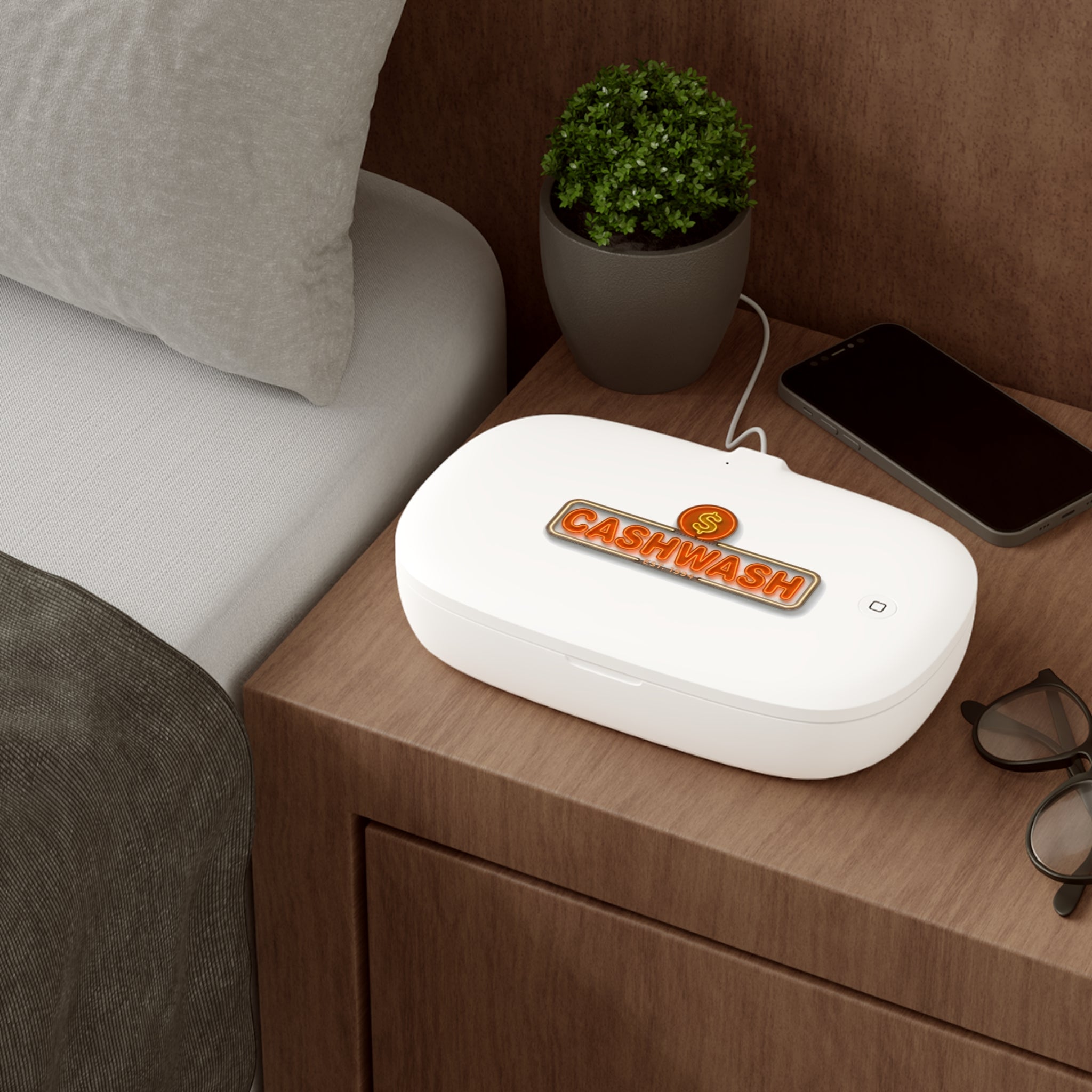 Cashwash UV Phone Sanitizer & Wireless Charging Pad — Germ‑Kill Sanitizer with Qi Charger