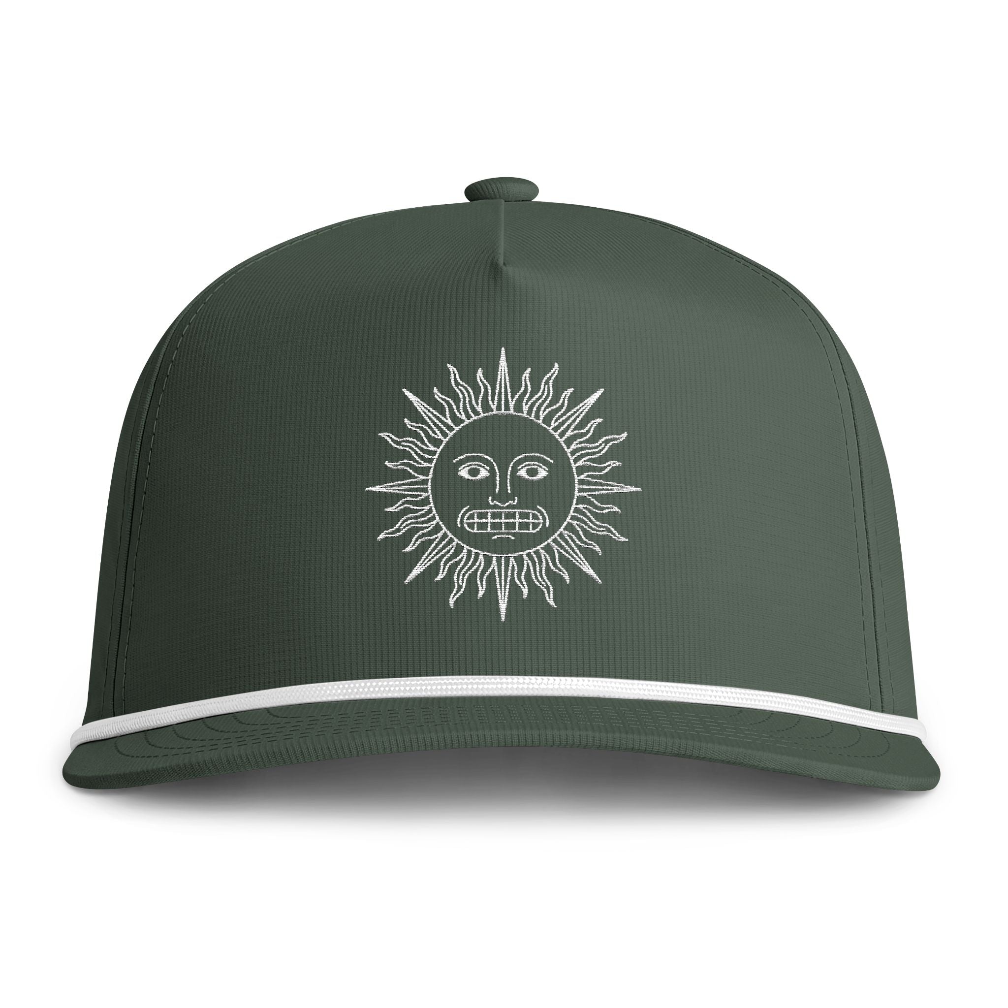 Vintage Embroidered  Hat - Sun With Teeth logo Moss
