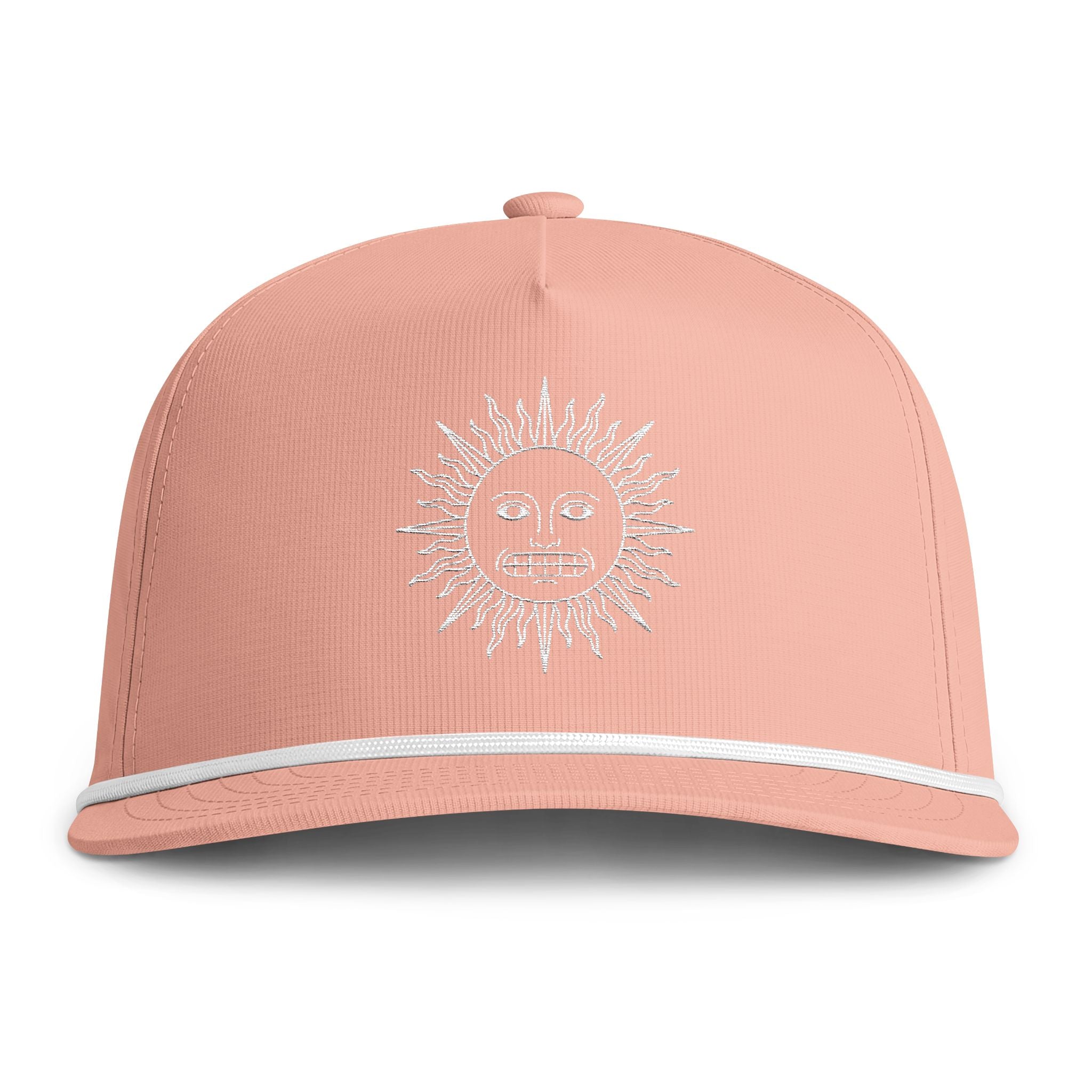 Vintage Embroidered Hat - Sun With Teeth logo Peach