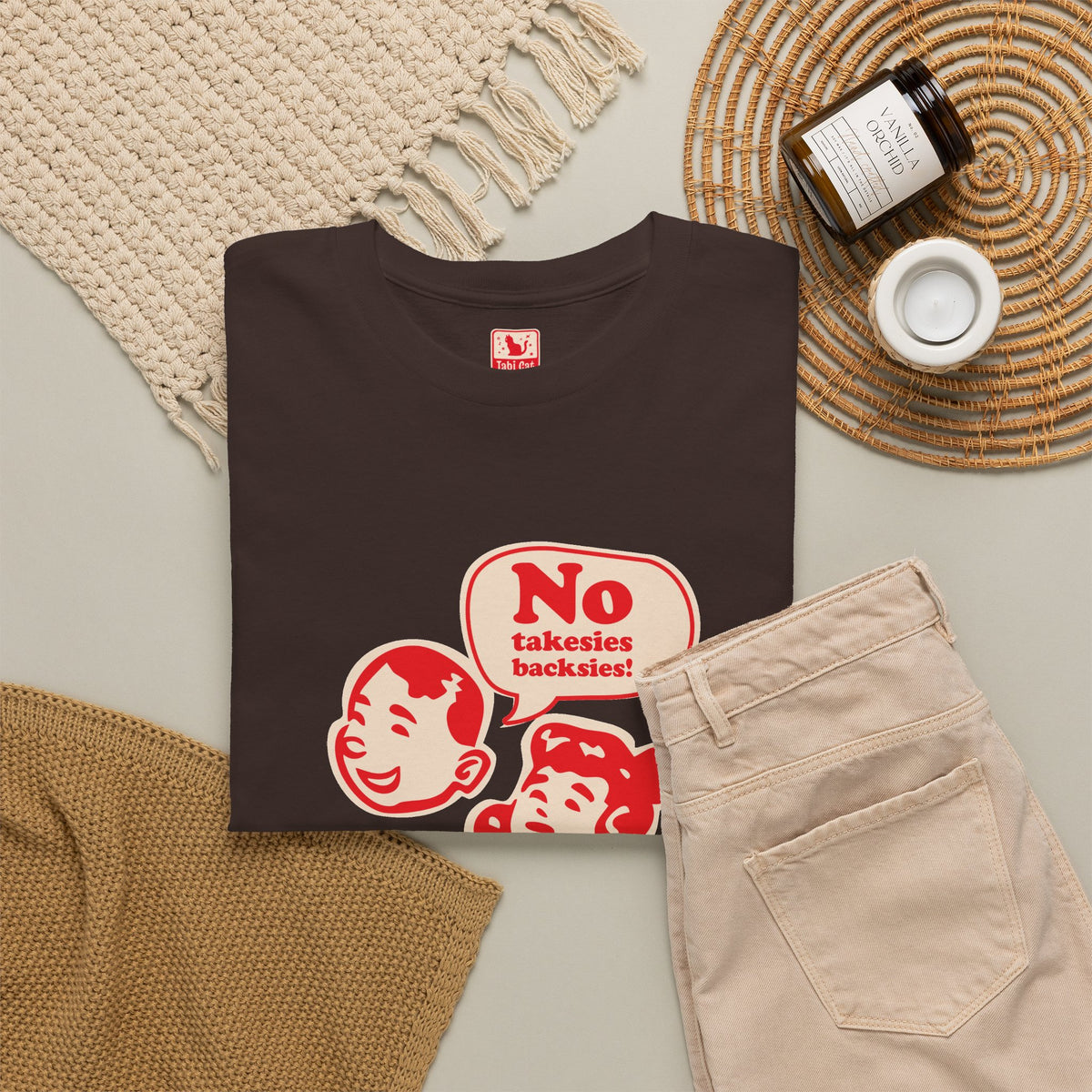No Takesies Backsies - Heavy Cotton Tee - Dark Chocolate