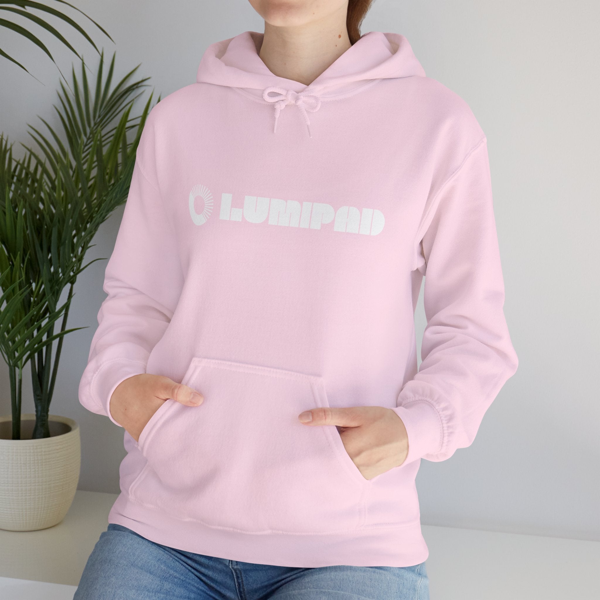 Pink Lumipad Logo Hoodie – Soft Pastel Graphic Pullover