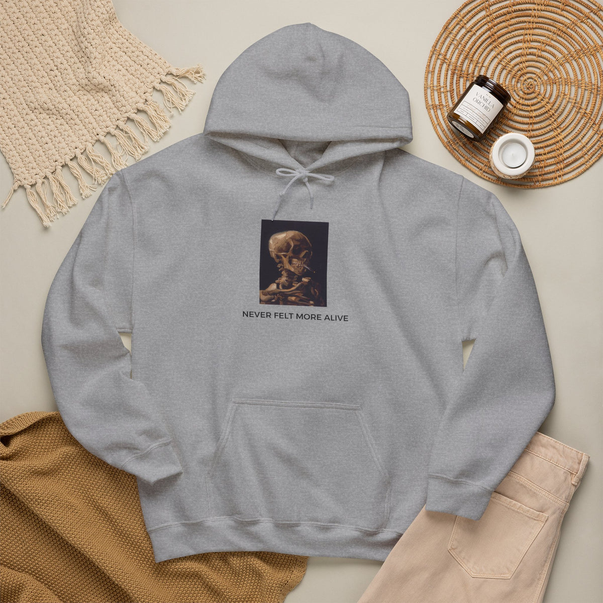 Never Felt More Alive Medium-Heavy Hoodie - Gray